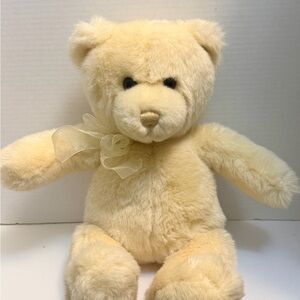 Gund Cream Plush Teddy Bear with Bow